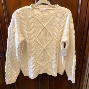 Time and Tru soft cable knit cream sweater size small